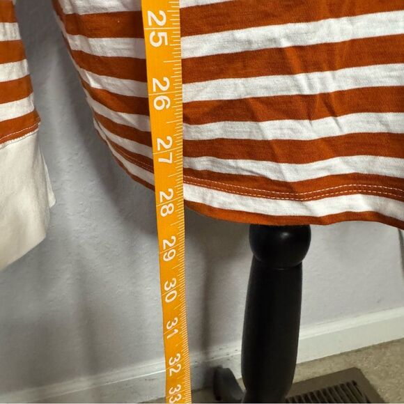 J Crew Factory Orange Long Sleeve Striped Tee Size 2XL Cotton Crew Neck Casual - Picture 8 of 10